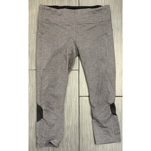 Lululemon Pace Rival Crop 22" Heathered Gray Black Leggings Size 10 LW6AVLSZ5